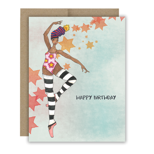 Birthday Brown Ballerina Notecard