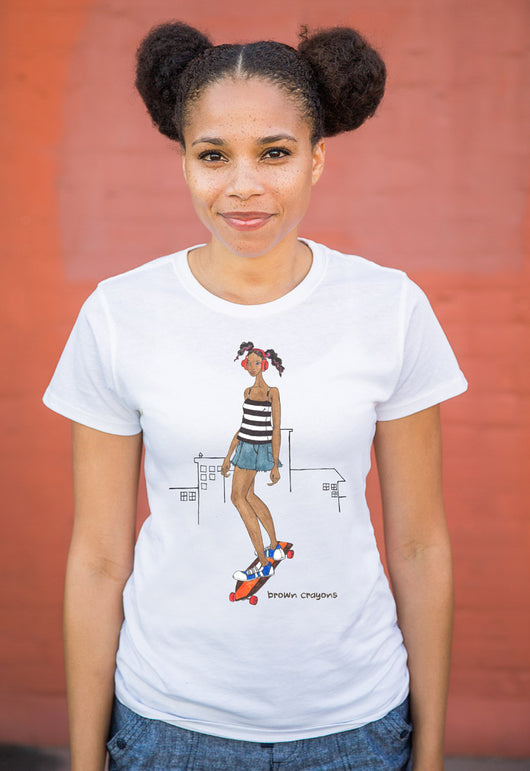 Women's Short Sleeve Organic T-shirt - Skater Girl - New!! (two colors)