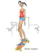 Brown girl on skateboard illustration