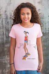 Brown girl wearing pink Brown Crayons skater t-shirt 
