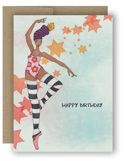 Birthday Brown Ballerina - Notecard