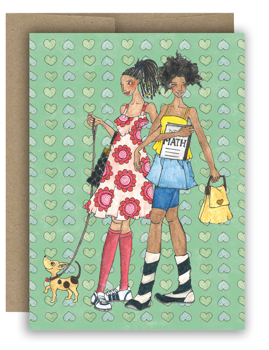 Friends With Dog Vibrant - Notecard