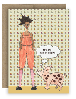 One Of A Kind Pig - Notecard