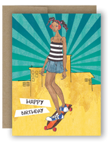 Skater Girl - Sunburst - Birthday Notecard