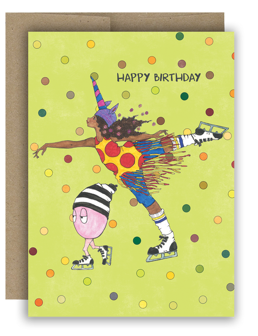 Unicorn Ice Capades - Happy Birthday Notecard