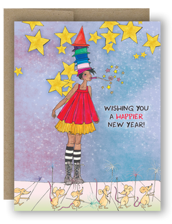 Wishing You A Happier New Year - Holiday Notecard